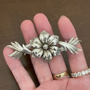 Vintage Harry S Bick HSB Sterling silver floral leaves statement brooch pin